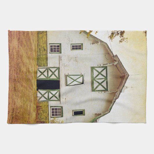 Keuken Handdoek Zonsondergang Schuur Land Rustiek (Horizontaal)