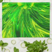 Keuken Handdoeken Abstracte Lijnen Groene Bloem (Gevouwen)