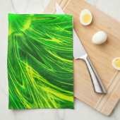 Keuken Handdoeken Abstracte Lijnen Groene Bloem (Quarter Fold)