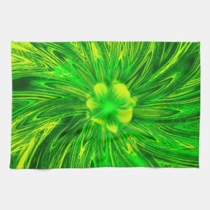 Keuken Handdoeken Abstracte Lijnen Groene Bloem