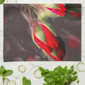 Keuken handdoeken bloeien rood en donker (Gevouwen)