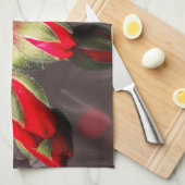 Keuken handdoeken bloeien rood en donker (Quarter Fold)