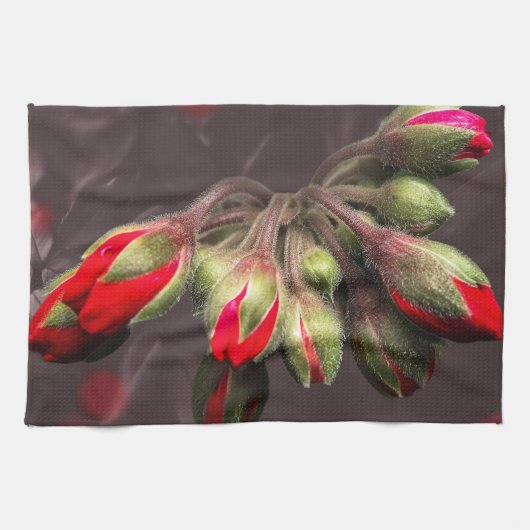 Keuken handdoeken bloeien rood en donker (Horizontaal)