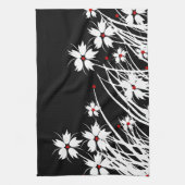 Keuken Handdoeken Bloemen Rood Zwart Wit DECOR SET (Verticaal)
