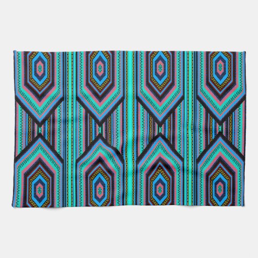 Keuken Handdoeken Mexican Inca Stripe (1) Blauwgro (Horizontaal)