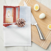 Keuken Handdoeken rode lantaarn met een gloeiende  (Quarter Fold)