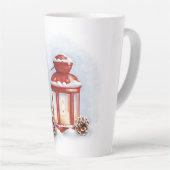 Keuken Handdoeken rode lantaarn met een gloeiende  Latte Mok (Rechterhoek)