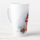 Keuken Handdoeken rode lantaarn met een gloeiende  Latte Mok (Linkerhoek)