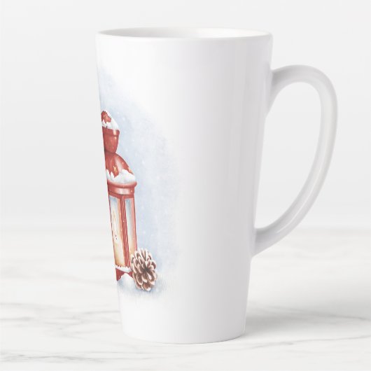 Keuken Handdoeken rode lantaarn met een gloeiende  Latte Mok (Rechts)