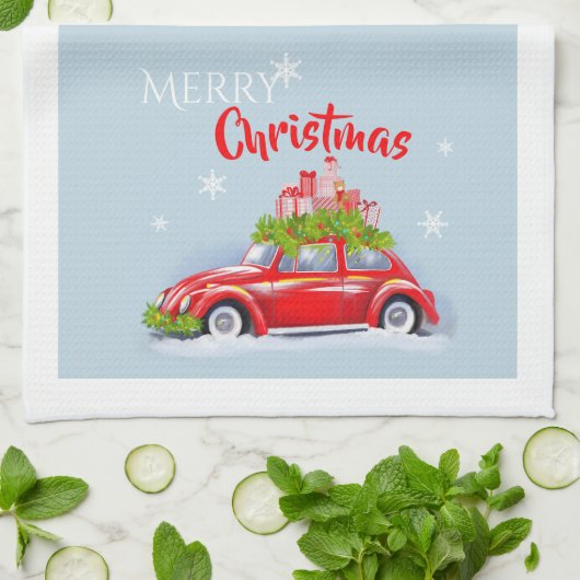 Keuken handdoeken voor vrolijke kerst. (Gevouwen)