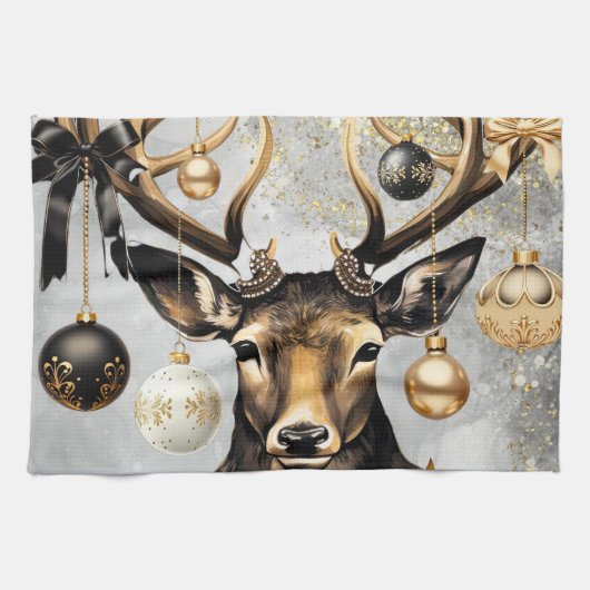 Keuken Handdoeken Winter Kerst Herten (Horizontaal)