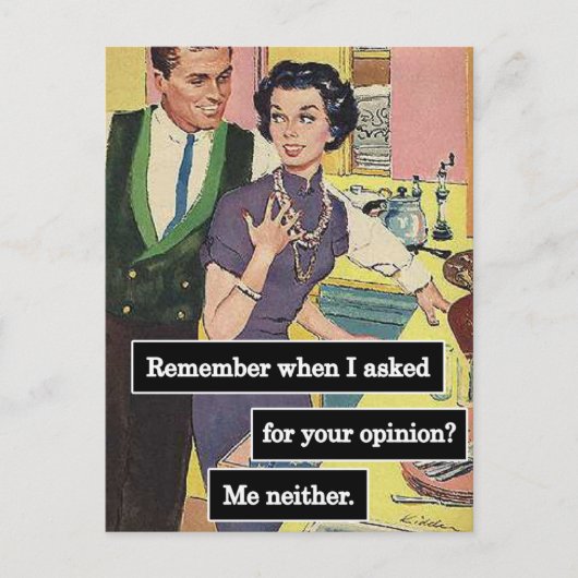 keuken iedereen heeft zijn mening briefkaart (Voorkant)