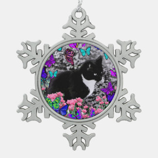 Keuken in Butterflies III, Tux Kitty Cat Tin Sneeuwvlok Ornament