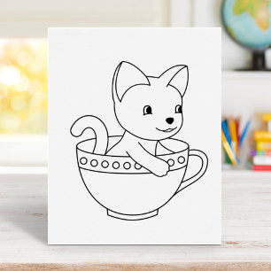 Keuken in een beker - Kat in een Teacup Colour Pag Poster