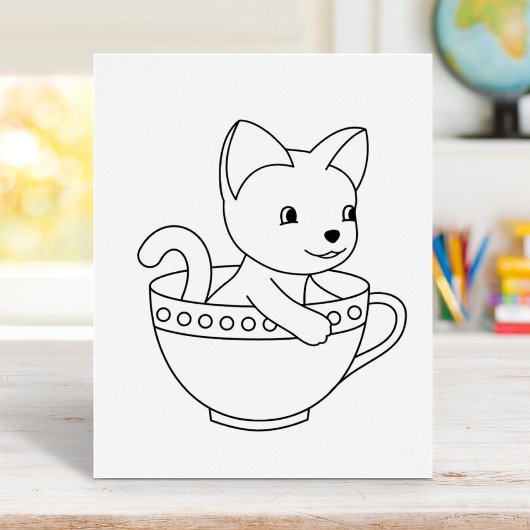 Keuken in een beker - Kat in een Teacup Colour Pag Poster