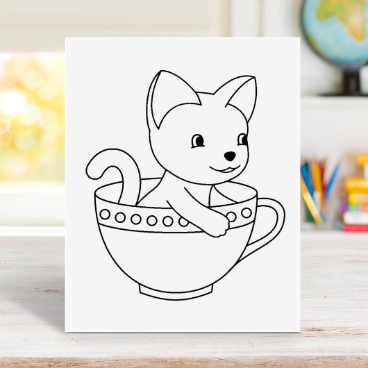 Keuken in een beker - Kat in een Teacup Colour Pag Rubberstempel