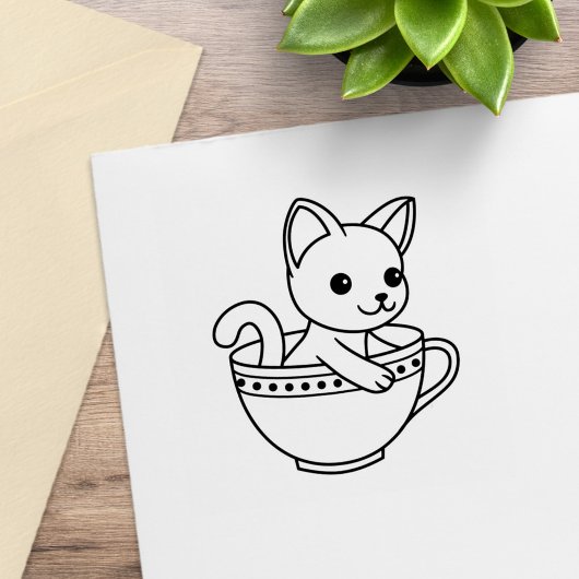 Keuken in een beker - Kat in een theekopje Rubberstempel