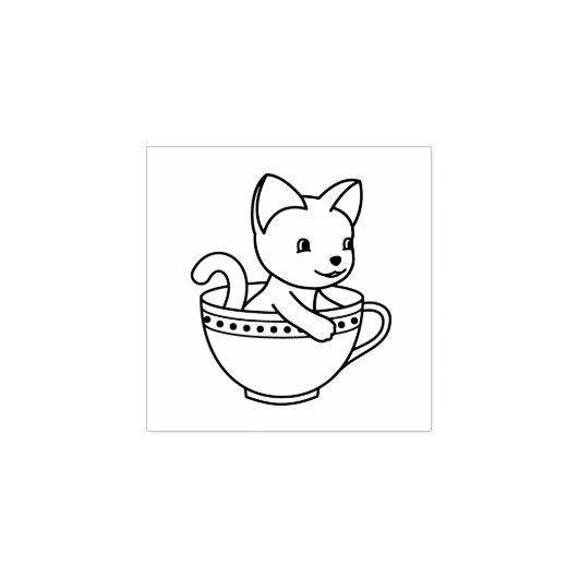 Keuken in een beker - Kat in een theewagen 2 Rubberstempel (Afrduk)