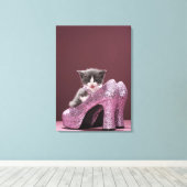 Keuken in glitterschoenen canvas afdruk (Insitu (Houten vloer))