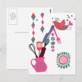 keuken in het land - silverware op bloem . briefkaart (Voorkant / Achterkant)