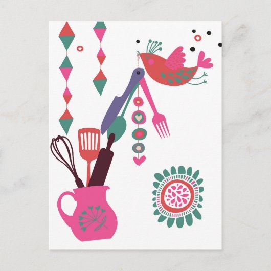 keuken in het land - silverware op bloem . briefkaart (Voorkant)