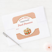 Keuken Inblik Perzik Gingham Vierkante Sticker (Envelop)