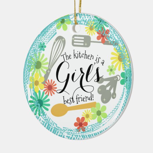 Keuken is de beste kerstversiering voor meisjes keramisch ornament (Links)