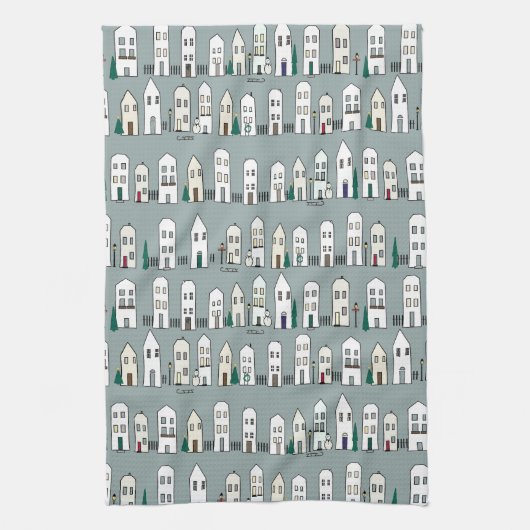 Keuken Kerst Dorp Theedoek (Verticaal)