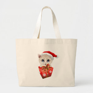 Keuken kerstkerstkerstman met cadeau grote tote bag