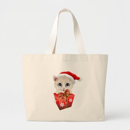 Keuken kerstkerstkerstman met cadeau grote tote bag (Voorkant)
