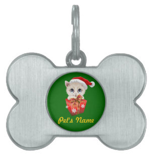 Keuken kerstkerstkerstman met cadeau huisdieren naamplaatje