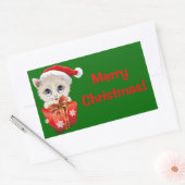 Keuken kerstkerstkerstman met cadeau rechthoekige sticker (Envelop)