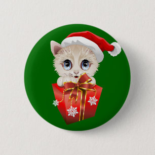 Keuken kerstkerstkerstman met cadeau ronde button 5,7 cm