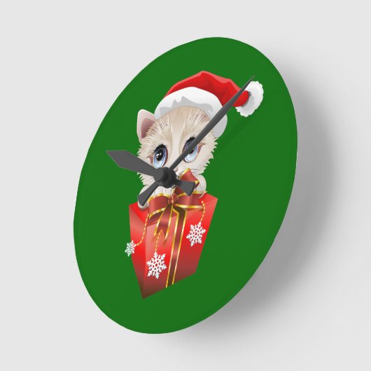 Keuken kerstkerstkerstman met cadeau ronde klok (Hoek)