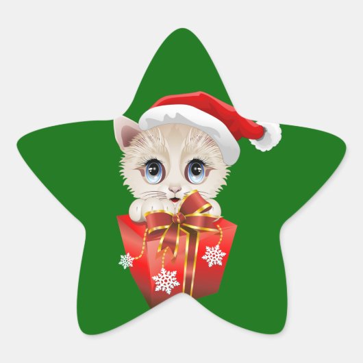 Keuken kerstkerstkerstman met cadeau ster sticker (Voorkant)