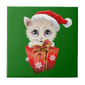 Keuken kerstkerstkerstman met cadeau tegeltje (Voorkant)