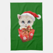 Keuken kerstkerstkerstman met cadeau theedoek (Verticaal)