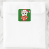 Keuken kerstkerstkerstman met cadeau vierkante sticker (Tas)