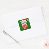 Keuken kerstkerstkerstman met cadeau vierkante sticker (Envelop)