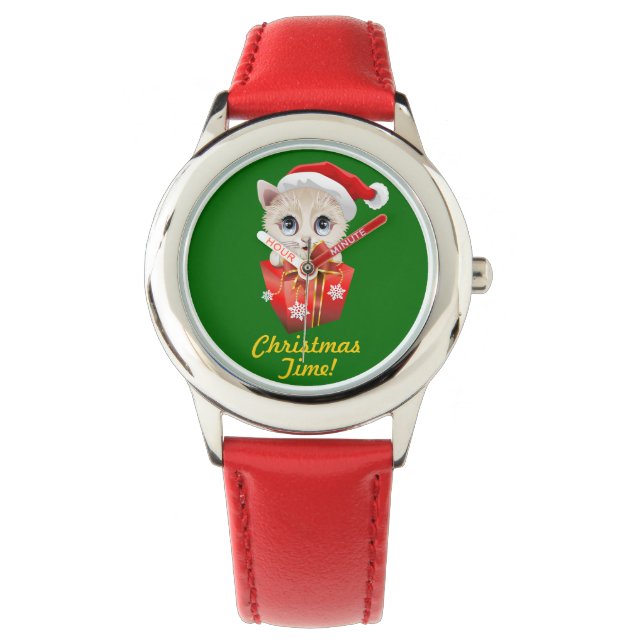 Keuken kerstkerstman met cadeauhorloges horloge (Voorkant)