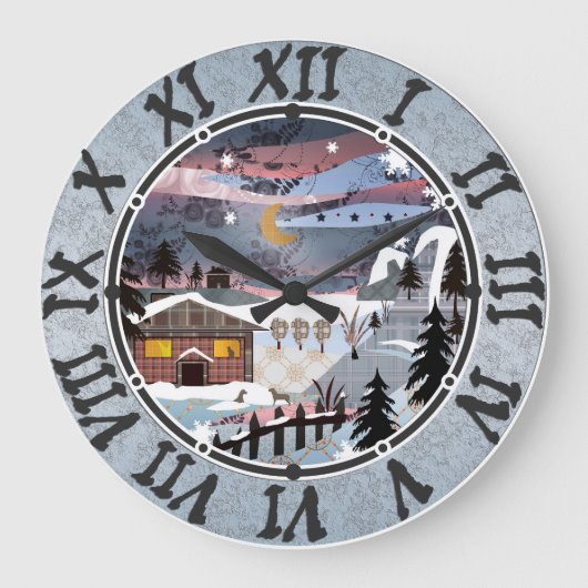 keuken, keuken, winter grote klok (Voorkant)