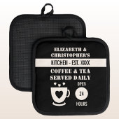 Keuken koffie thee geserveerd namen est year zwart pannenlap