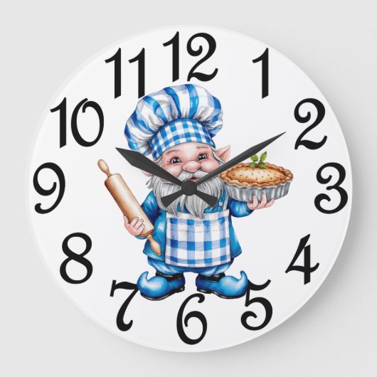 Keuken Koken Gnome Acryl Wandklok (Voorkant)