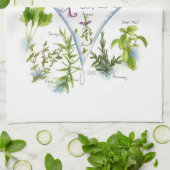 Keuken Koken Kruiden Waterverf Illustratie Kunst Theedoek (Gevouwen)