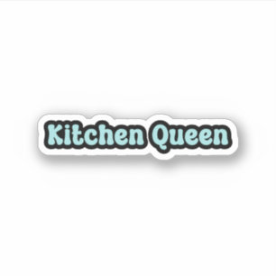 Keuken Koningin Blauw Retro Tekst Sticker