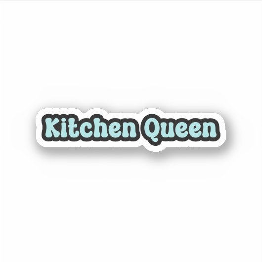 Keuken Koningin Blauw Retro Tekst Sticker (Voorkant)