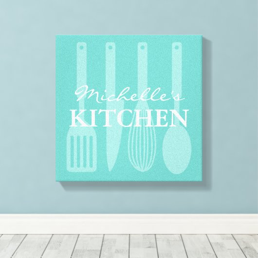 Keuken kookgerei muurkunst verpakt canvas (Insitu (Houten vloer))