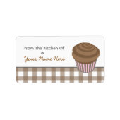 Keuken Label - Chocolade Cupcake en Gingham (Voorkant)