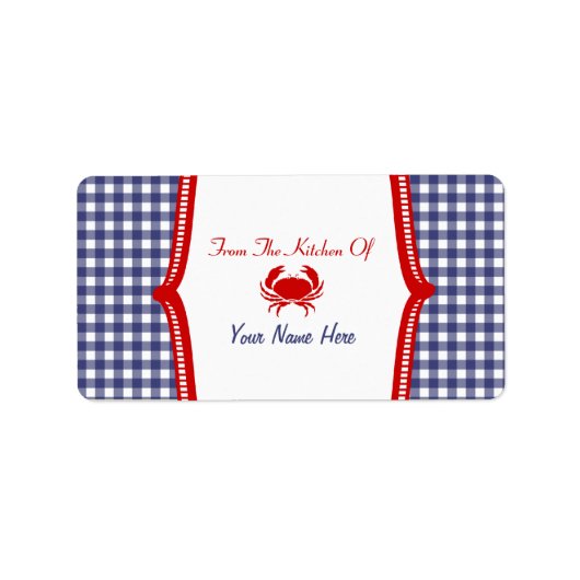 Keuken label- "uit de keuken van" krab etiket (Voorkant)