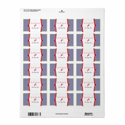 Keuken label- "uit de keuken van" kreeft etiket (Full Sheet)